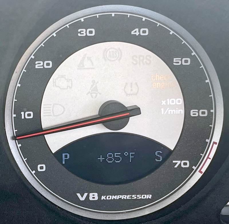 display with P for parked shown